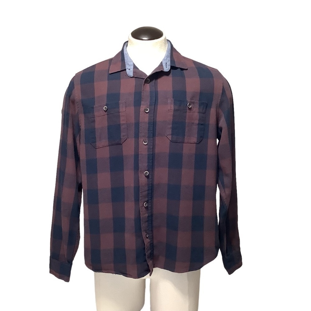 TAILOR VINTAGE Luxe Performance Plaid Flannel Casual‎ Shirt - Size L